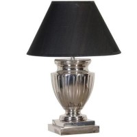 Large Chrome Table Lamp With Black Shade