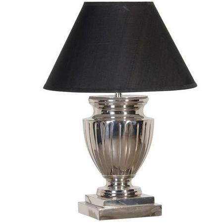 Large Chrome Table Lamp With Black Shade