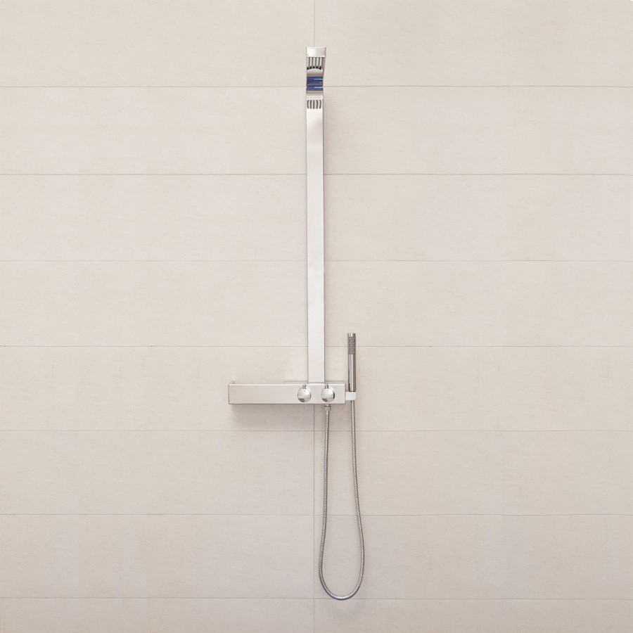 GRADE A1 - Latvin Thermostatic Shower Tower Panel with Integrated Storage