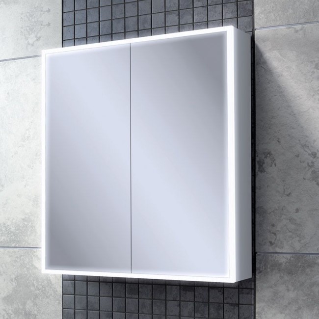 600mm Wall Hung Mirrored Cabinet - Double Door Illuminated Bathroom Storage - Rome Range