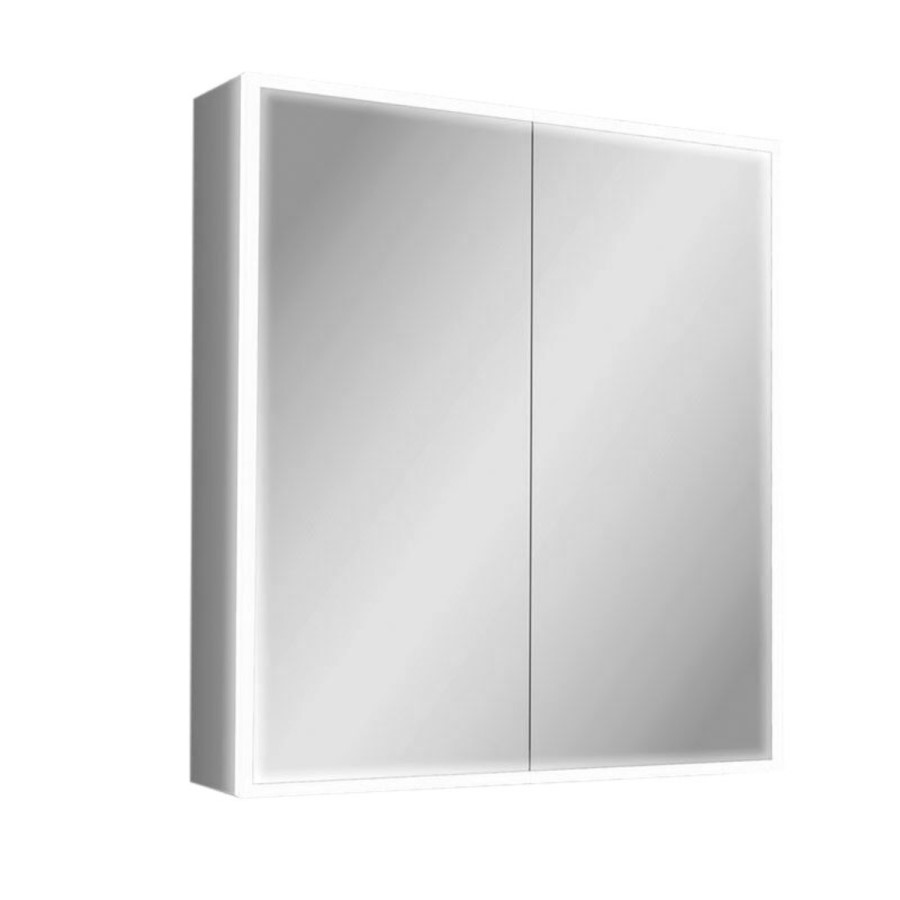 600mm Wall Hung Mirrored Cabinet - Double Door Illuminated Bathroom Storage - Rome Range