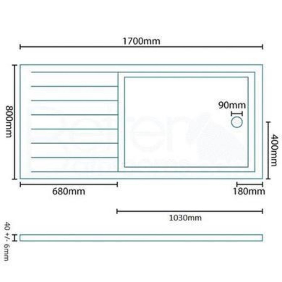 Rectangular Walk In Low Profile Shower Tray 1700 x 800mm - Slim Line