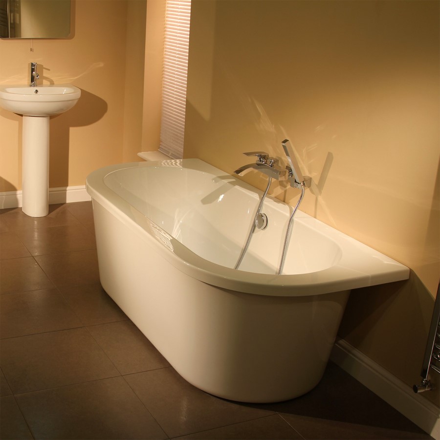 Back to Wall Freestanding Bath with Surround Panel - L1685 x W780mm - Dee