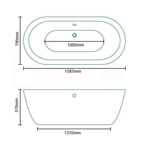 Tub 1600 x 790 Double Ended Freestanding Bath