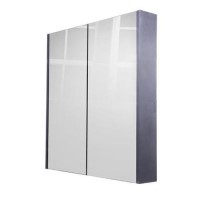 Windsor 600mm Wall Hung Mirrored Cabinet - Grey Double Door Cabinet