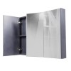 900mm Wall Hung 3 Door Mirrored Cabinet Grey  - Windsor