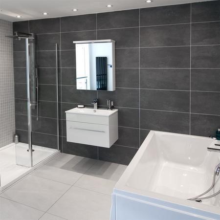 Cementi Dark Grey Porcelain Wall Floor Tile Better Bathrooms - Dark Grey Wall Tiles Bathroom