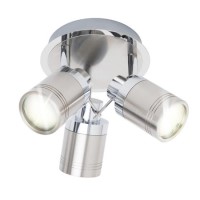Tauros Chrome/Brushed Steel Trio Ceiling Spotlight