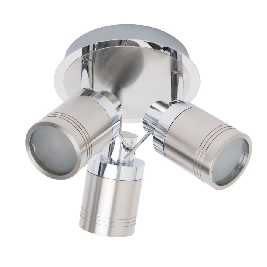 Tauros Chrome/Brushed Steel Trio Ceiling Spotlight