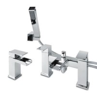 GRADE A1 - Quadra Waterfall Basin Mixer and Bath Shower Mixer Tap Pack GRADE A1 - Quadra Waterfall Basin Mixer and Bath Shower Mixer Tap Pack