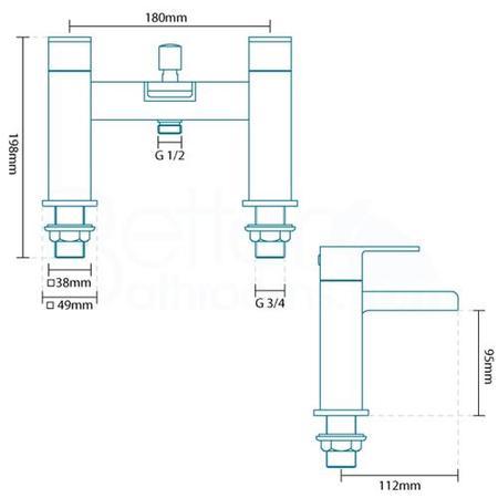 GRADE A1 - Quadra Waterfall Basin Mixer and Bath Shower Mixer Tap Pack