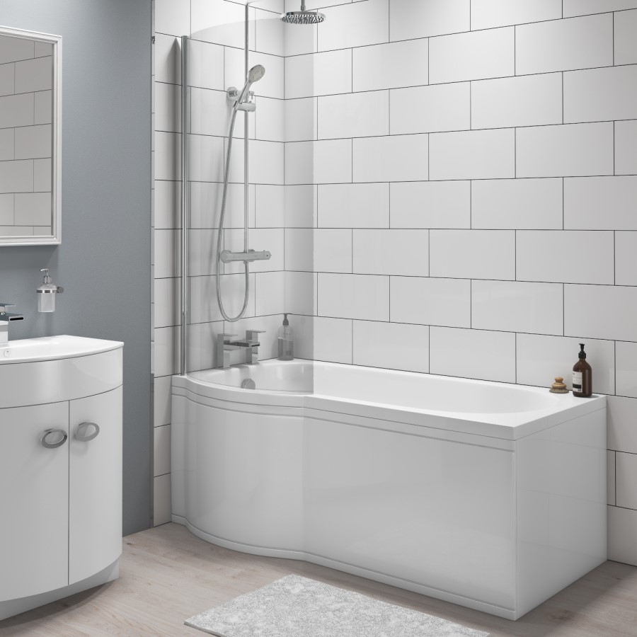 P-Shaped Left Hand Shower Bath - 1675 x 800mm