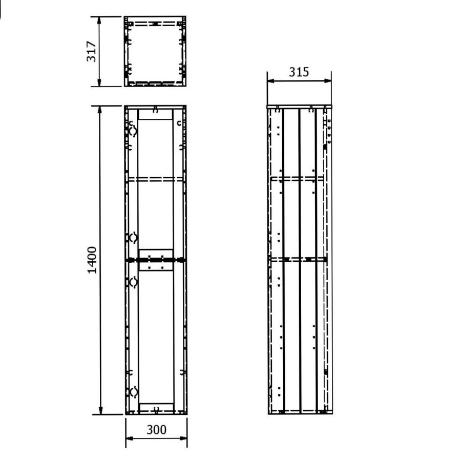 Nottingham Ivory 1400 Wall Hung Tall Boy Storage Unit