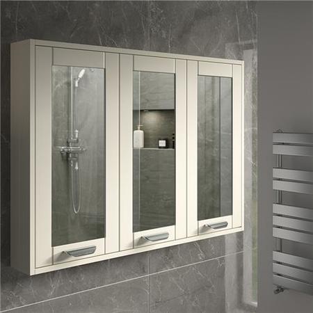 Nottingham Ivory 900mm 3 Door Mirror Cabinet