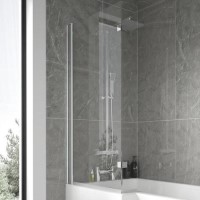 GRADE A1 - L-Shaped Hinged Bath Shower Screen - H1400 x W808mm GRADE A1 - L-Shaped Hinged Bath Shower Screen - H1400 x W808mm