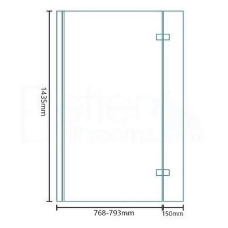 GRADE A1 - L-Shaped Hinged Bath Shower Screen - H1400 x W808mm
