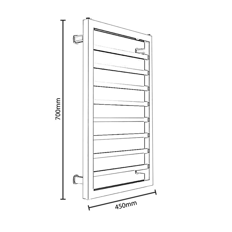 Julian 700 x 450mm Square Chrome Heated Towel Rail