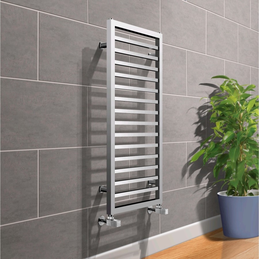 1000 x 450mm Square Chrome Heated Towel Rail - Julian Range