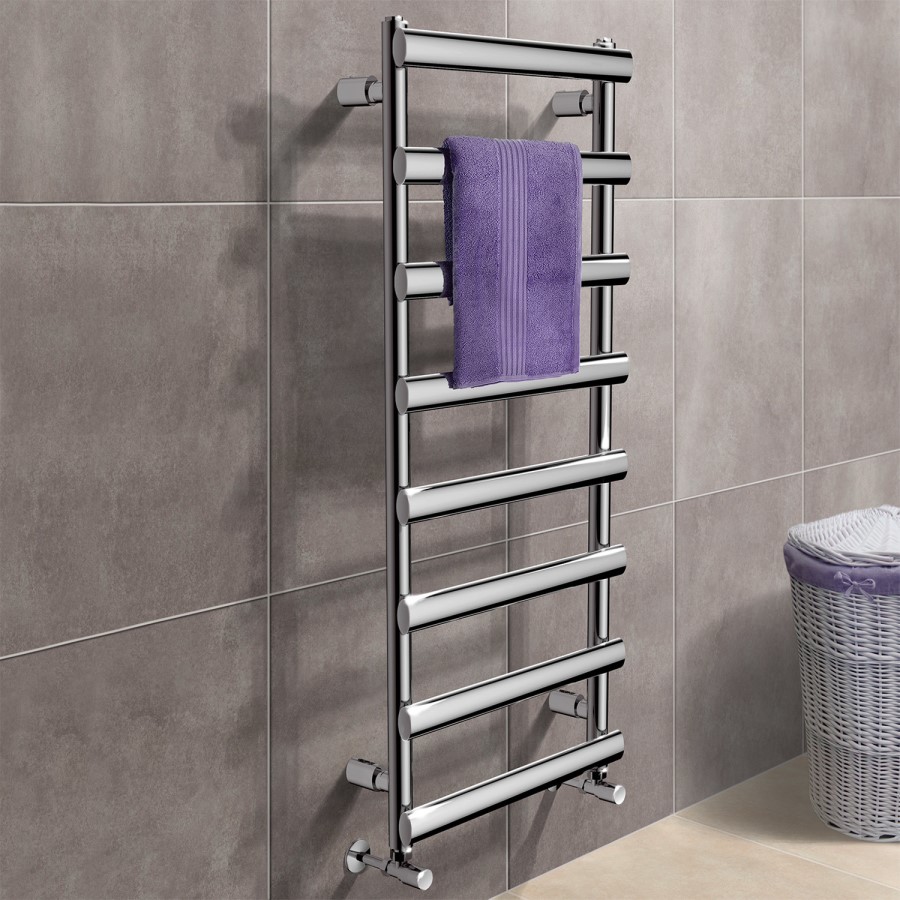 1150 x 500mm Straight Chrome Heated Towel Rail - Felicity Range