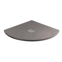 900 x 900 Grey Slate Effect Quadrant Shower Tray with Waste