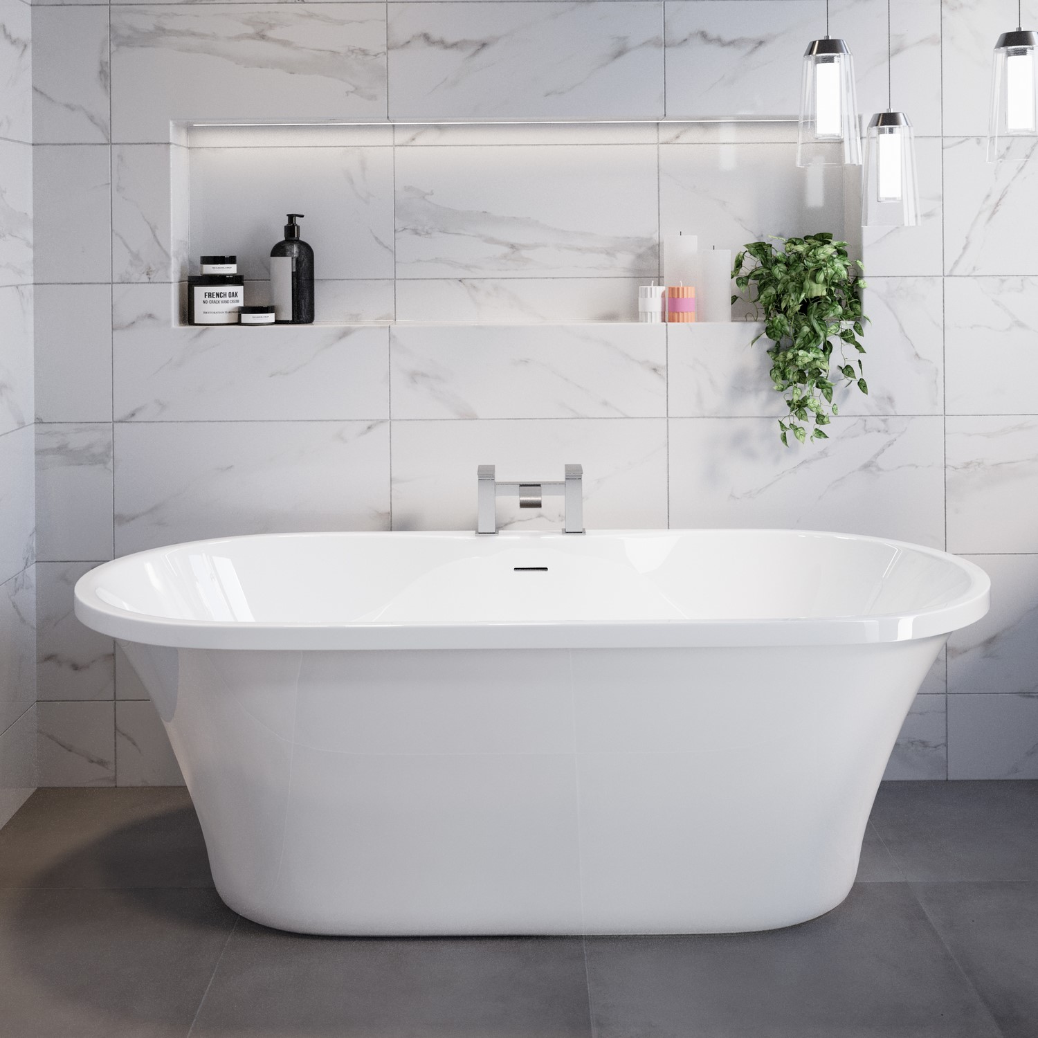 Venice White Freestanding Double Ended Bath 1670 X 730Mm