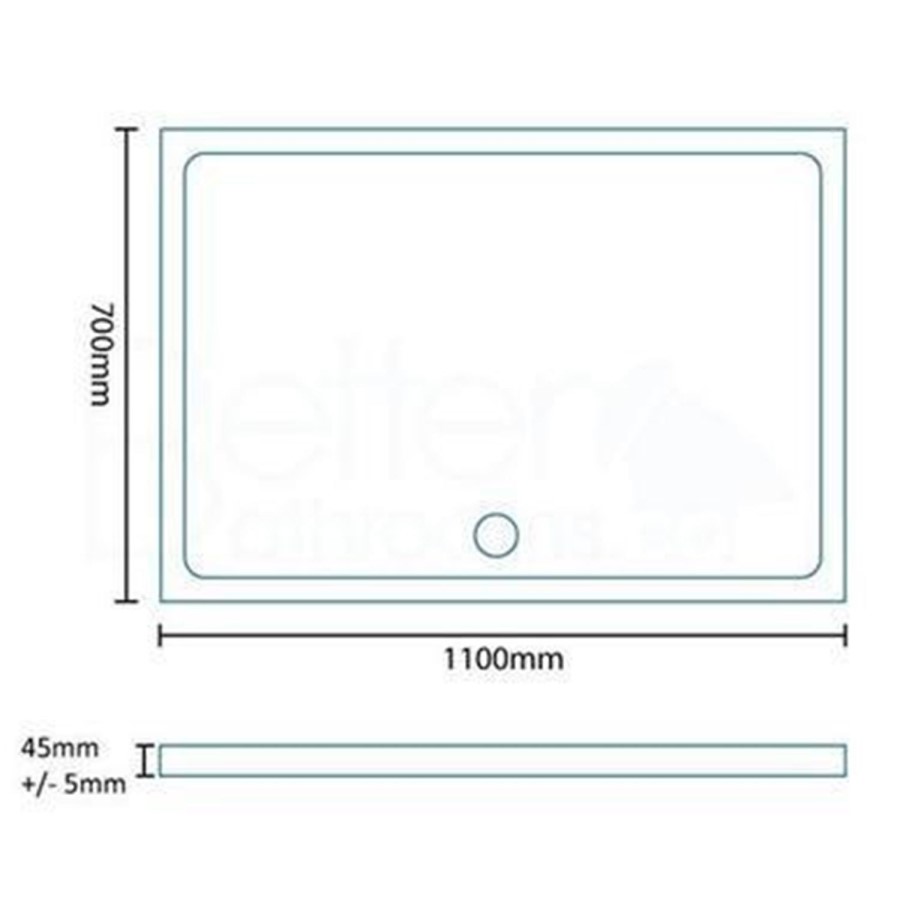 Rectangular Low Profile Shower Tray 1100 x 700mm - Slim Line