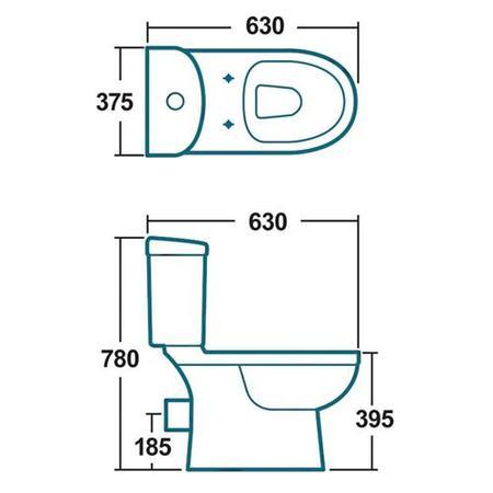 Ivo Close Coupled Toilet with Push Button Cistern - Soft Close Seat
