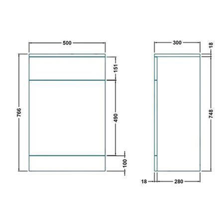 500mm WC Unit White - Saturn