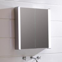 GRADE A1 - Wall Hung Illuminated 2 Door Mirrored Cabinet - Ora