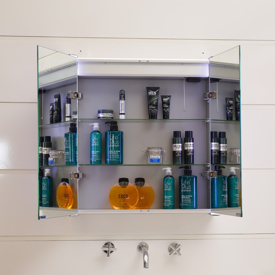GRADE A1 - Wall Hung Illuminated 2 Door Mirrored Cabinet - Ora