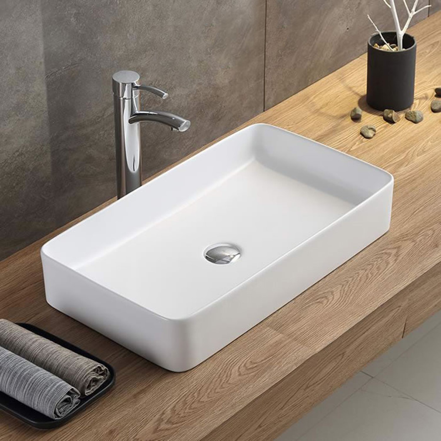 Lincoln 605mm Matt White Countertop Basin Better Bathrooms