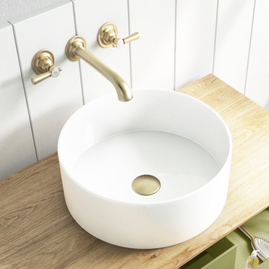 GRADE A2 - Round Small Countertop Basin 388mm - Alaska
