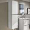 400mm White Wall Mounted Tall Bathroom Cabinet - Portland