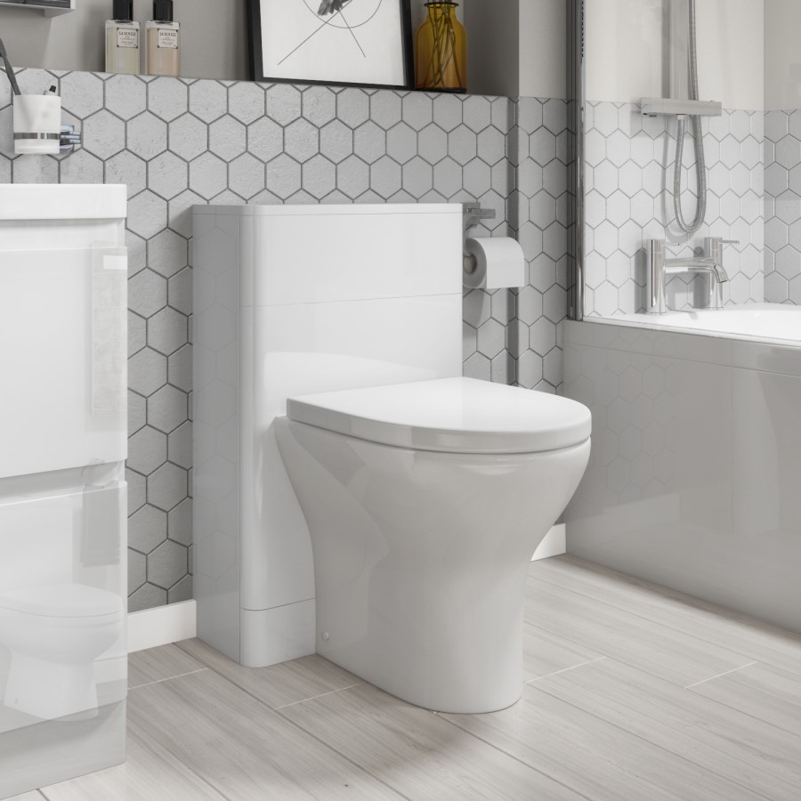 500mm White Back to Wall Toilet Unit Only- Portland