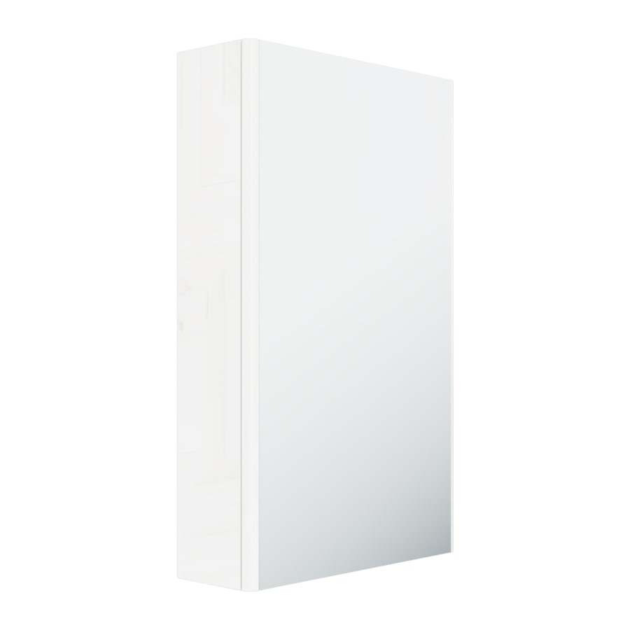 400mm Wall Hung Mirrored Single Door Cabinet White Gloss - Portland