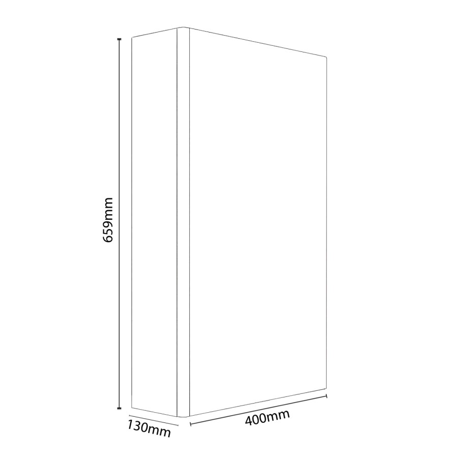 400mm Wall Hung Mirrored Single Door Cabinet White Gloss - Portland