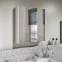 GRADE A1 - 600mm White Gloss Wall Hung Mirrored 2 Door Cabinet - Portland