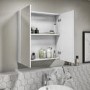 GRADE A2 - 600mm Wall Hung Mirrored 2 Door Cabinet White Gloss - Portland