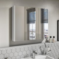 GRADE A2 - 800mm Wall Hung 3 Door Mirrored Bathroom Cabinet White Gloss - Portland