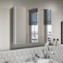 GRADE A2 - 800mm Wall Hung 3 Door Mirrored Bathroom Cabinet White Gloss - Portland