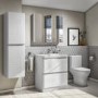 GRADE A2 - 800mm Wall Hung 3 Door Mirrored Bathroom Cabinet White Gloss - Portland