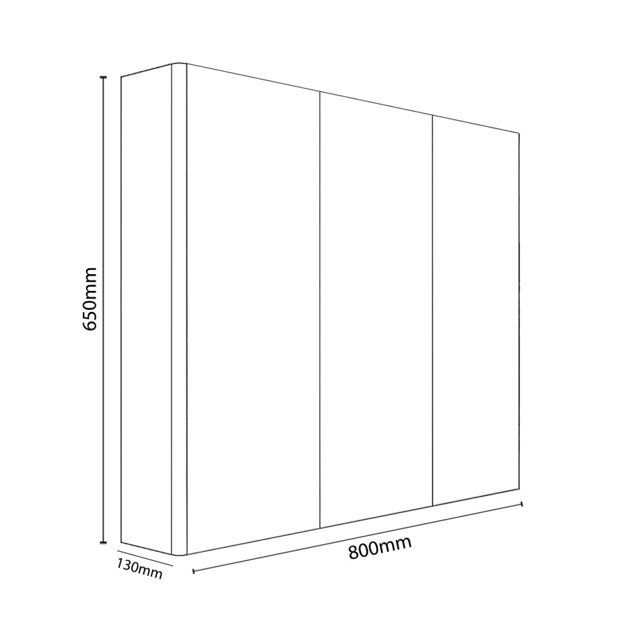 GRADE A2 - 800mm Wall Hung 3 Door Mirrored Bathroom Cabinet White Gloss - Portland