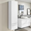 White Wood Effect Wall Mounted Tall Bathroom Cabinet 400mm - Boston