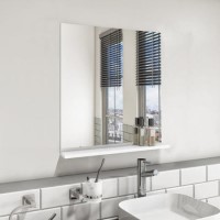 GRADE A1 - 600mm White Mirror With Shelf - Boston