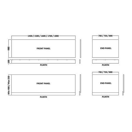 Hudson Reed Classic 750 White End Bath Panel with Plinth