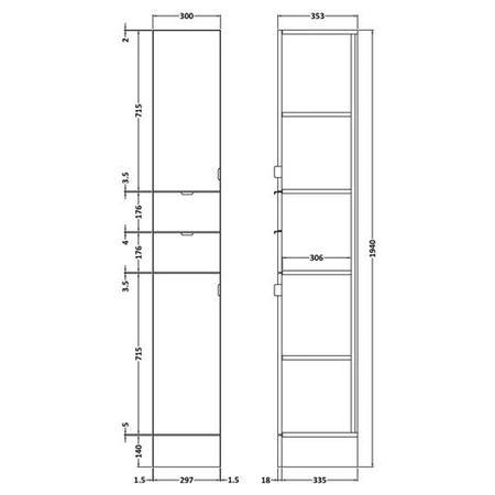 Austin 300mm White Gloss Tall Storage Unit
