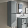 GRADE A1 - 1400mm Light Grey Gloss Wall Hung Tall Boy Storage Unit - Portland