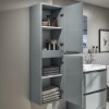 400mm Grey Wall Mounted Tall Bathroom Cabinet - Portland