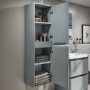 GRADE A1 - 1400mm Light Grey Gloss Wall Hung Tall Boy Storage Unit - Portland