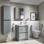 400mm Grey Wall Mounted Tall Bathroom Cabinet - Portland